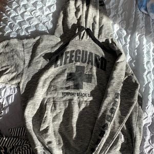 gray and black lifeguard extra large hoodie / lifeguard Newport Beach CA